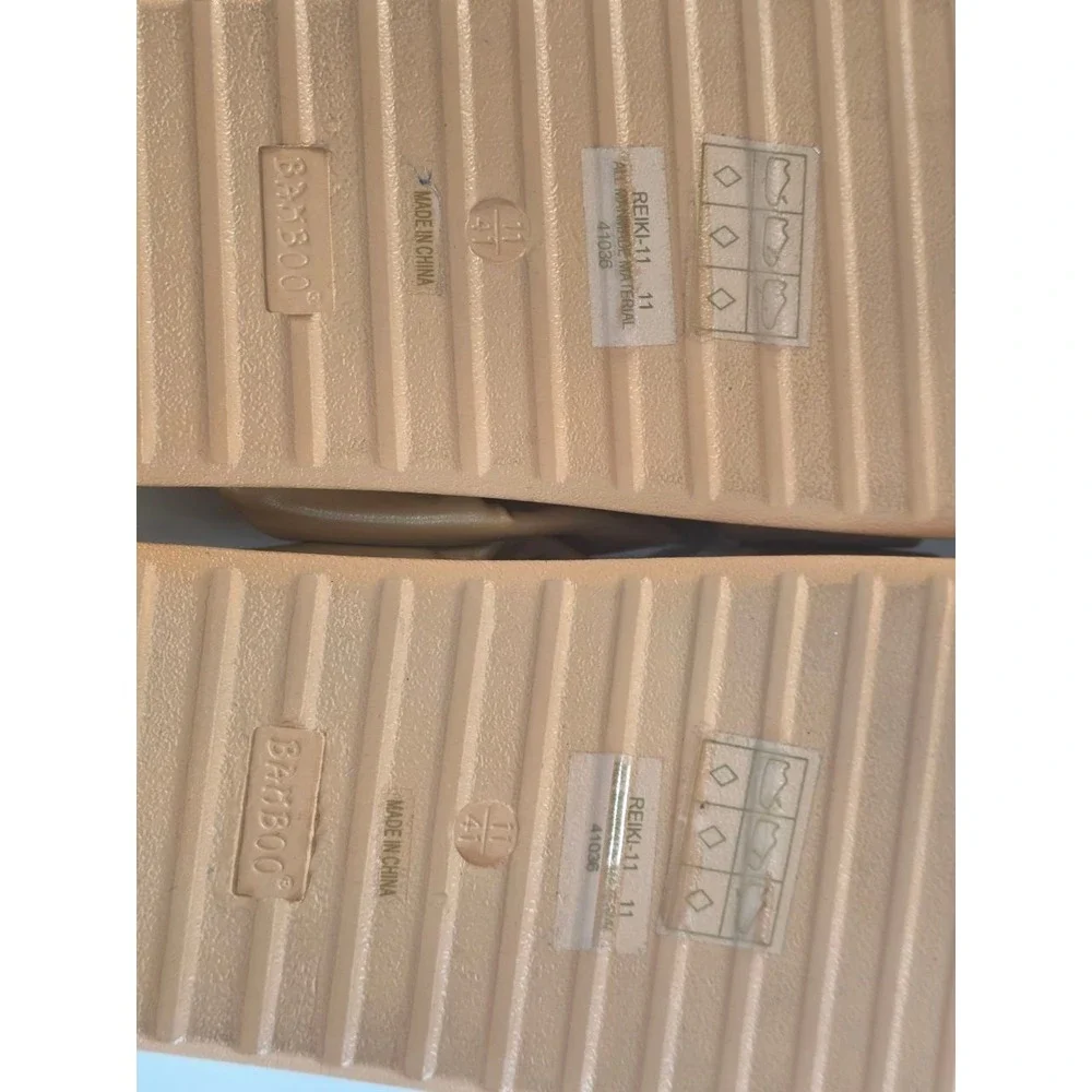 Bamboo‎ Reiki-11 Tan Platform Slide Sandals Double Twist Strap Size 11 052/022